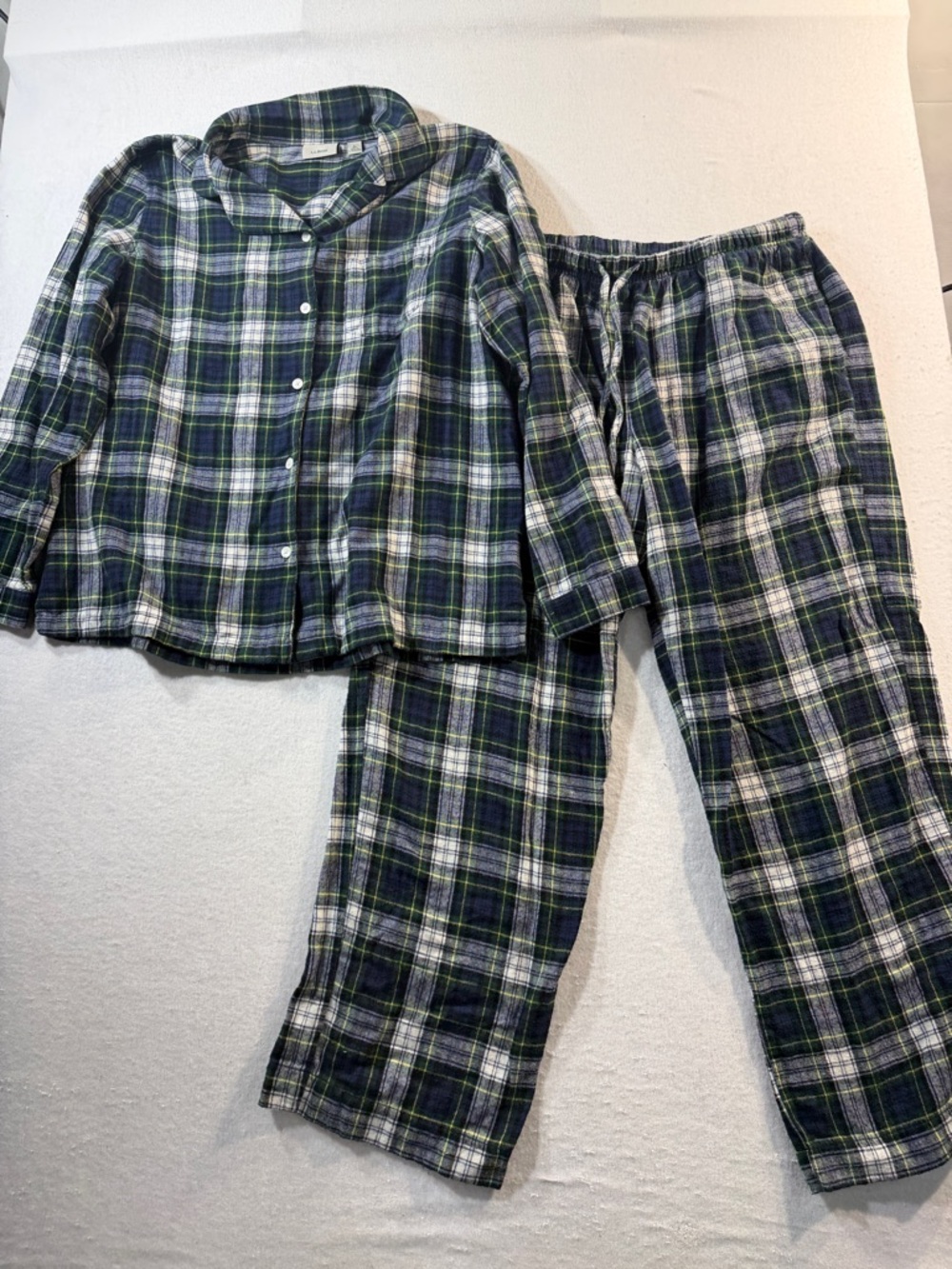 L.L. Bean Scotch Plaid Flannel Pajama Set - Navy & Green